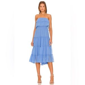 Revolve 1. STATE Strapless Ruffle Dress in Iris Blue